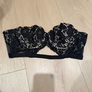 Victoria's Secret Black Lace Strapless Bra